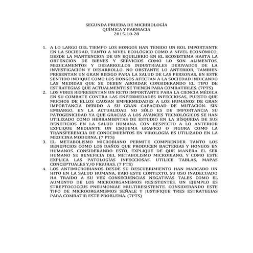 Segunda prueba de micrbiología