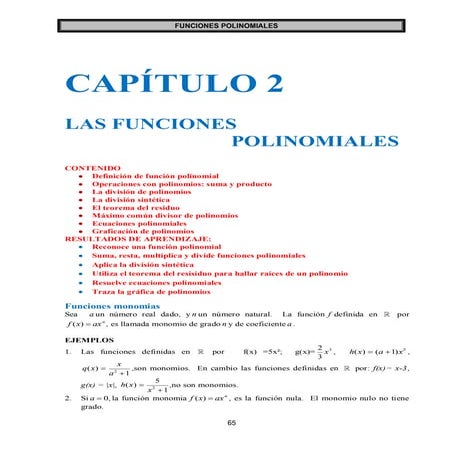 LAS FUNCIONES POLINOMIALES
