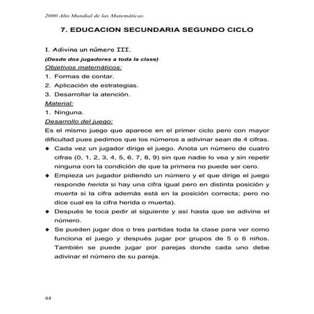 Matemática - Secundo Ciclo - Actividades - Nivel Secundario