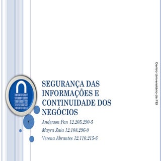 Segurança das informações e continu...