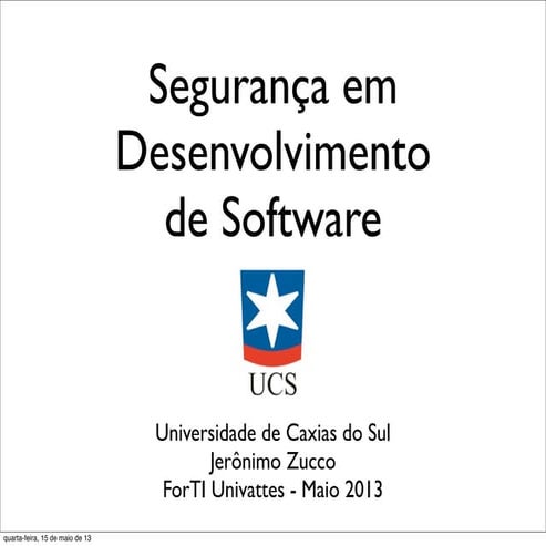 Segurança em desenvolvimento de software