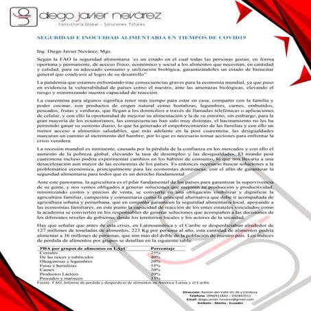 Seguridad alimentaria en tiempos de covid19 ambato