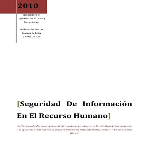 Seguridad de la informacion en los recursos humanos