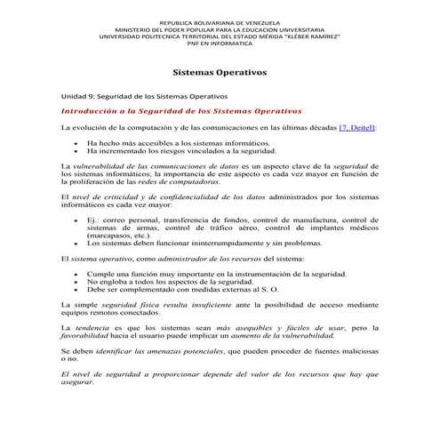 Seguridad de los sistemas operativos