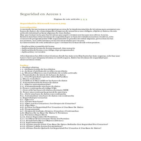 Seguridad en access
