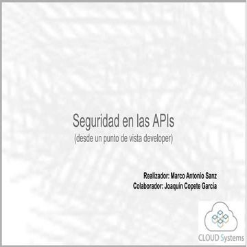 Seguridad en las apis desde un punto de vista de developer