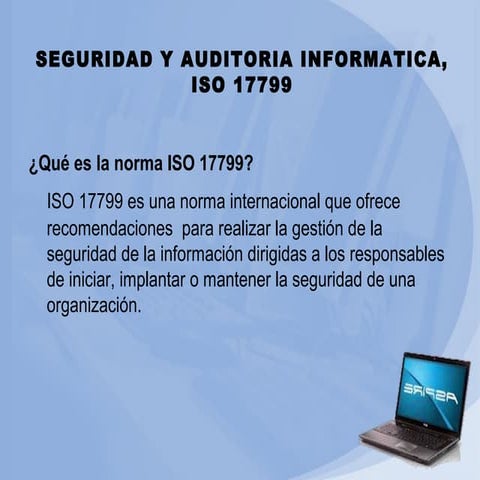 Seguridad y auditoria informatica, iso 17799