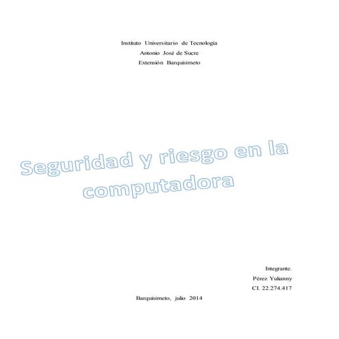 Seguridad y riesgo de las computadoras