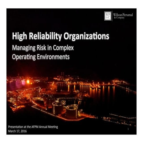 High-Reliability Organizations: Managing Risk In Complex Operating Environments