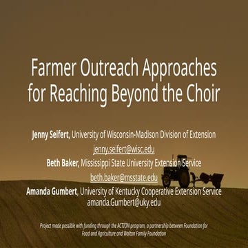 Farmer Outreach Approaches for Reaching Beyond the Choir