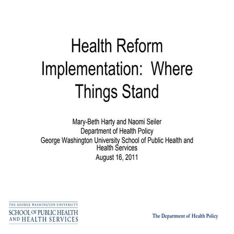 Health Reform Implementation: Where Things Stand