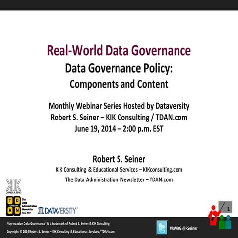 Real-World Data Governance: Data Governance Policy - Components and Content