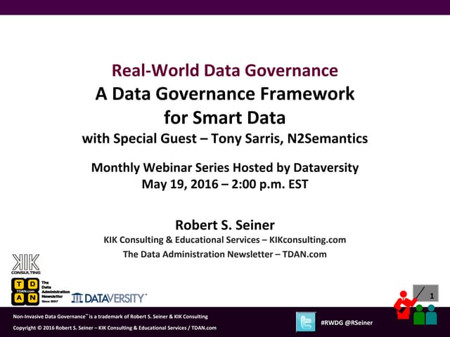 RWDG Webinar: A Data Governance Framework for Smart Data