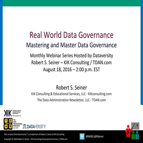 RWDG Webinar: Mastering and Master Data Governance