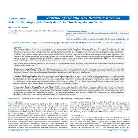 SEISMIC STRATIGRAPHIC ANALYSIS OF THE NORTH APSHERON TREND