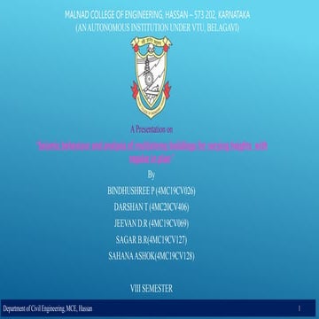 Seismic  Analysis  of Multi-Storey Structure Subjected To Different (1).pptx