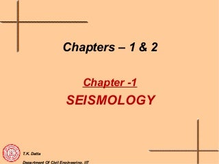 Seismic Analysis of Structures - I