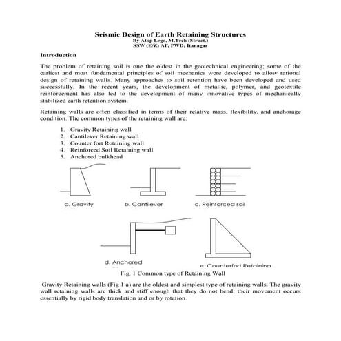 Seismic design and construction of retaining wall