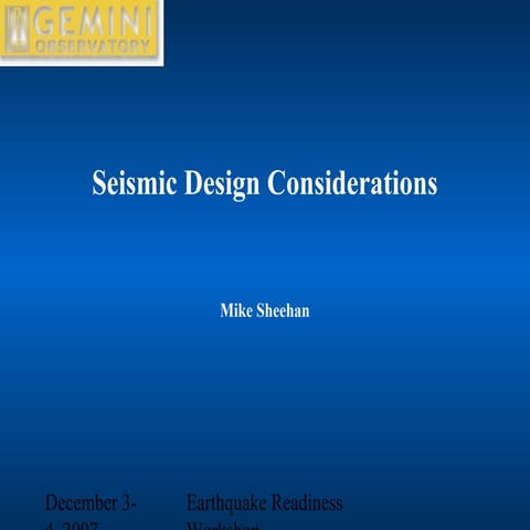 Seismic design considerations mike sheehan