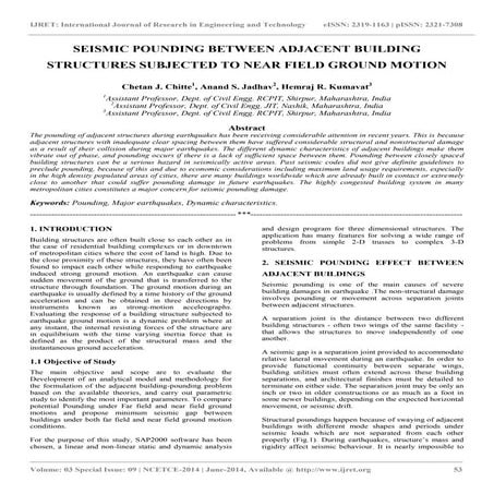 Seismic pounding between adjacent building