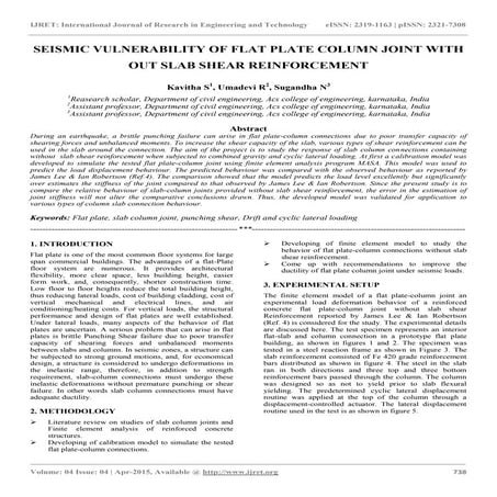 Seismic vulnerability of flat plate column joint with out slab shear reinforc...