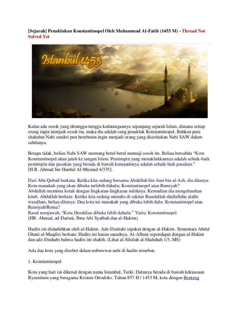 29 Mei 1453 M Sejarah Penaklukan Konstantinopel Oleh Sultan Mehmed Ii Islamtoday