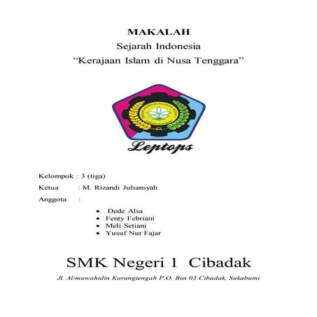 makalah sejarah "kerajaan islam di Nusa Tenggara"