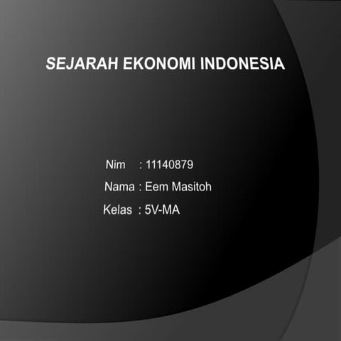 Sejarah Ekonomi Indonesia