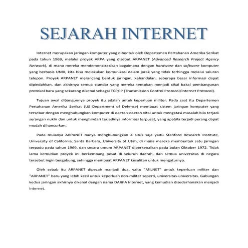 Sejarah Internet Dunia | DOCX