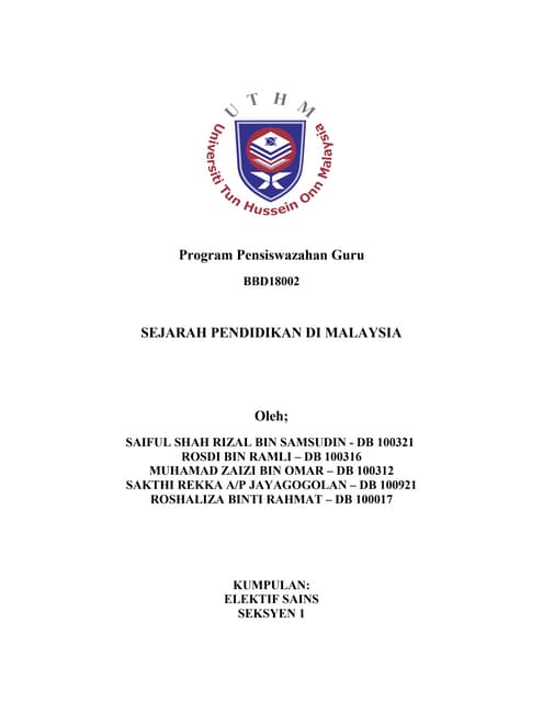 Sejarah pendidikan di malaysia