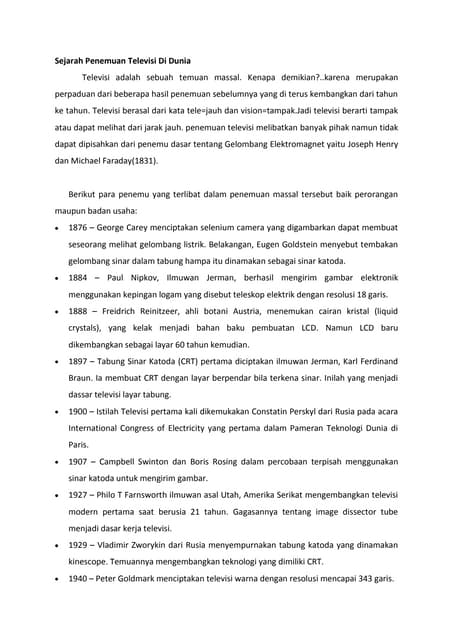 Sejarah pertelevisian di dunia dan di indonesia …