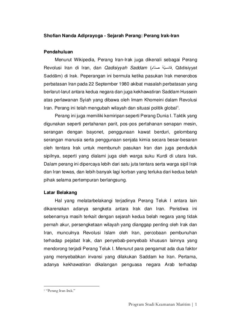 Sejarah Perang Perang Irak Iran