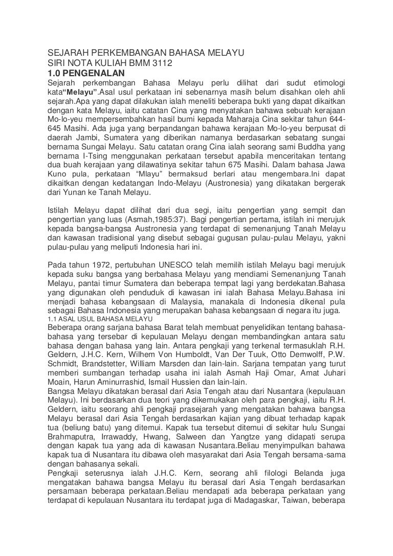 Sejarah perkembangan bahasa melayu