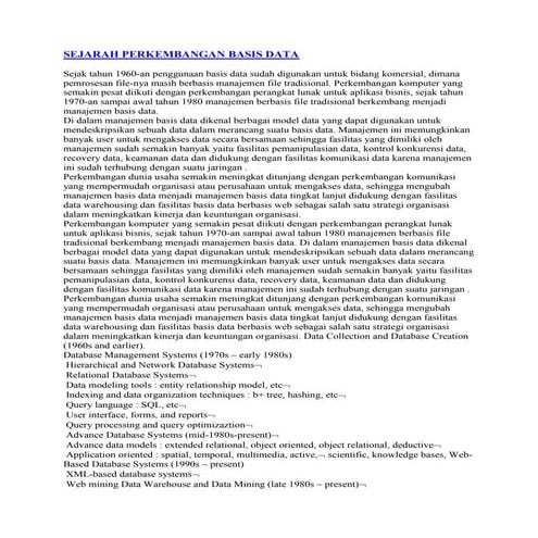 Sejarah perkembangan basis data