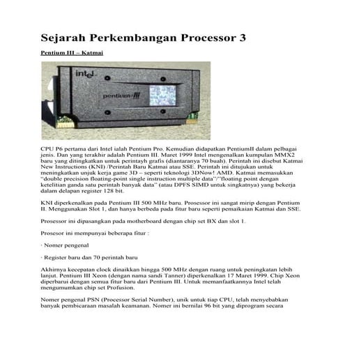 Sejarah perkembangan processor | DOCX