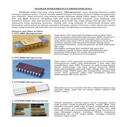 Sejarah Perkembangan Prosessor Intel