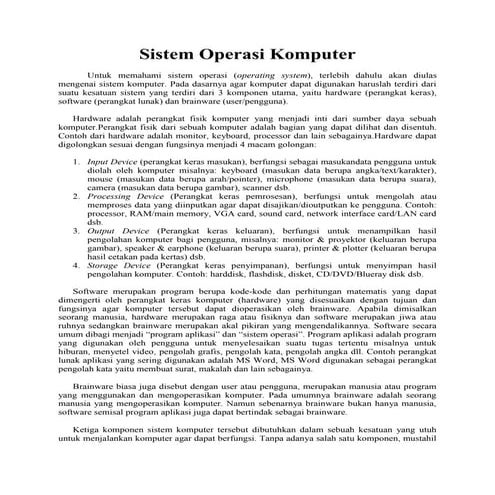 Sistem Operasi Pada Komputer