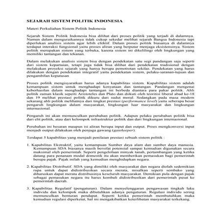 Sejarah sistem politik indonesia