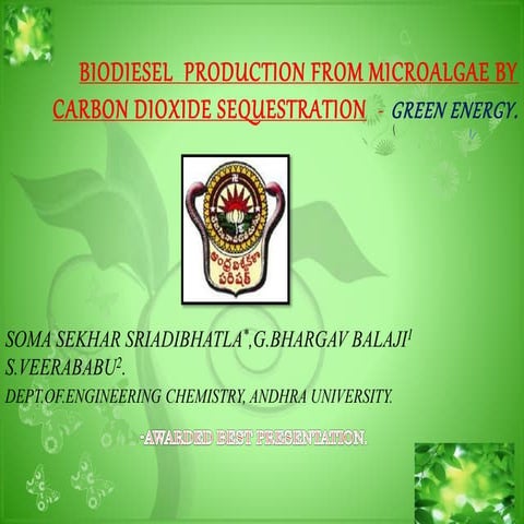 Biodiesel production from Micro Algae