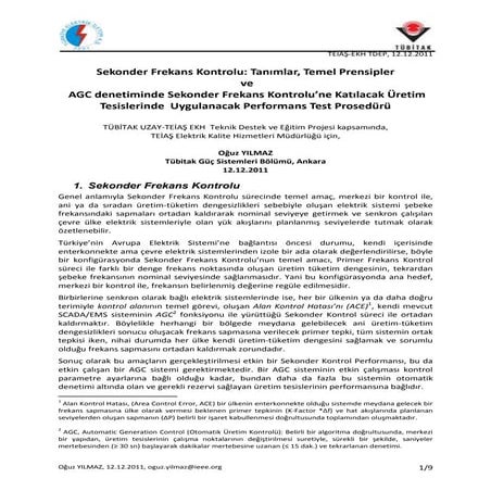 Sekonder Frekans Kontrolu