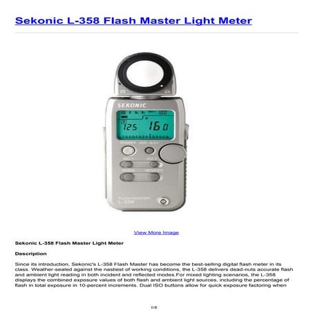 Sekonic l 358 flash master light meter