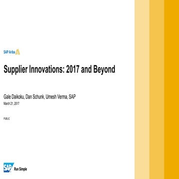 Supplier Innovations: 2017 and Beyond