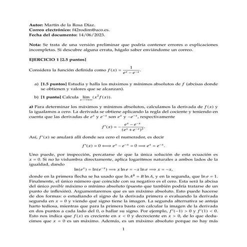 Selectividad Matemáticas Andalucía Junio 2023 RESUELTO
