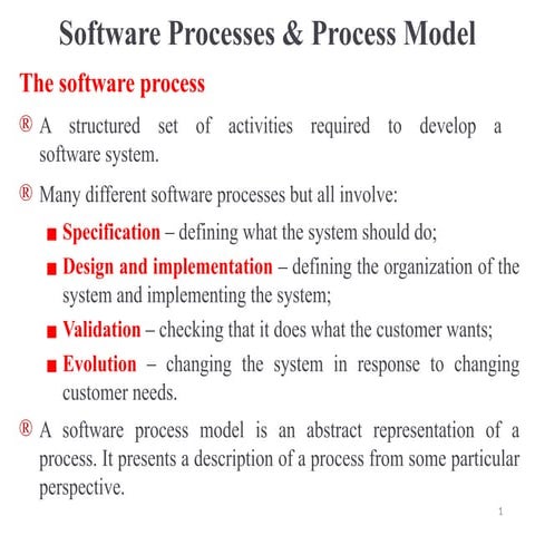 software process model is a structured framework used to guide the software d...