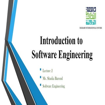 Introduction to Software Engineering Course Lectur 2 | PPT