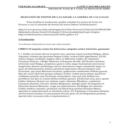 Selección de Textos de Guerra De Las Galias, César