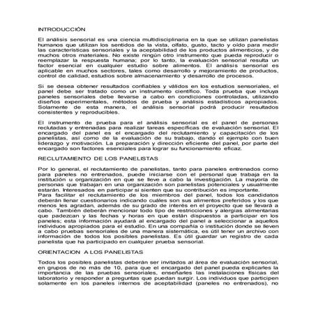 Seleccion y entrnamiento de panelistas