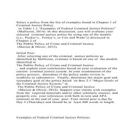 Select a policy from the list of examples found in Chapter 1 of .docx