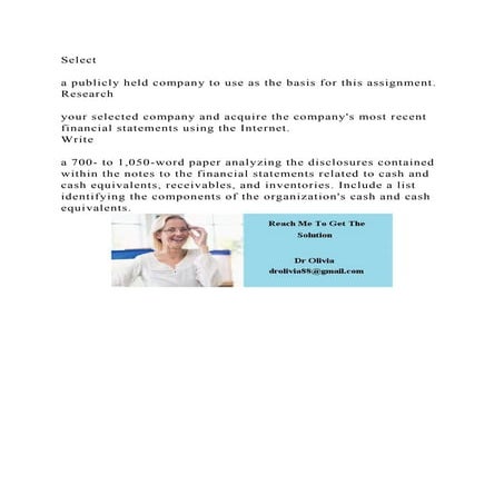 Selecta publicly held company to use as the basis for this assig.docx