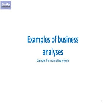 Examples of business analyses in Excel - from consulting projects